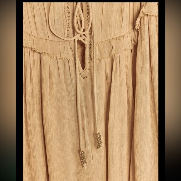 ZARA BEIGE ASYMMETRIC RUFFLED DRESS ZW COLLECTION SZ MEDIUM NEW WITH TAGS - Picture 15 of 15